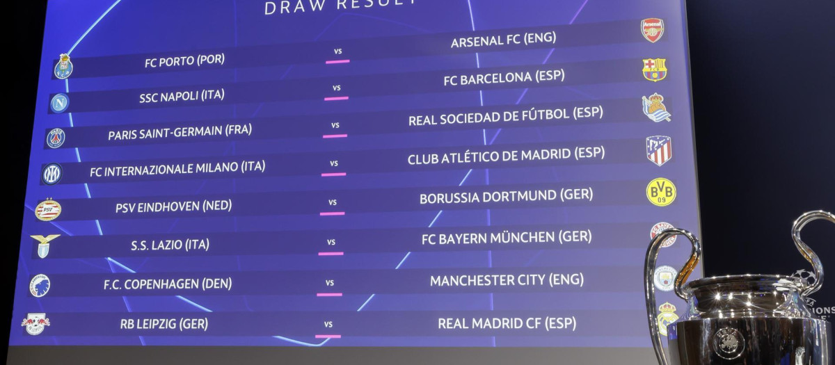 Los enfrentamientos de octavos de la Champions League 23/24