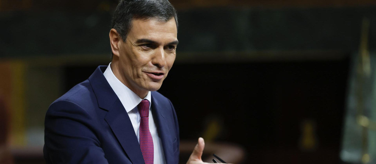 Pedro Sánchez durante el pleno de este miércoles en el Congreso de los Diputados