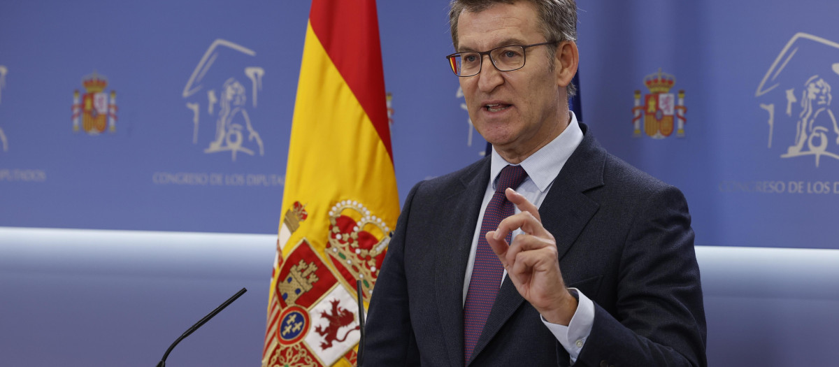 Alberto Núñez Feijóo durante su comparecencia ante la prensa