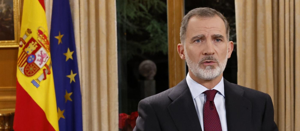 El Rey Felipe VI, durante el mensaje de Navidad del año pasado