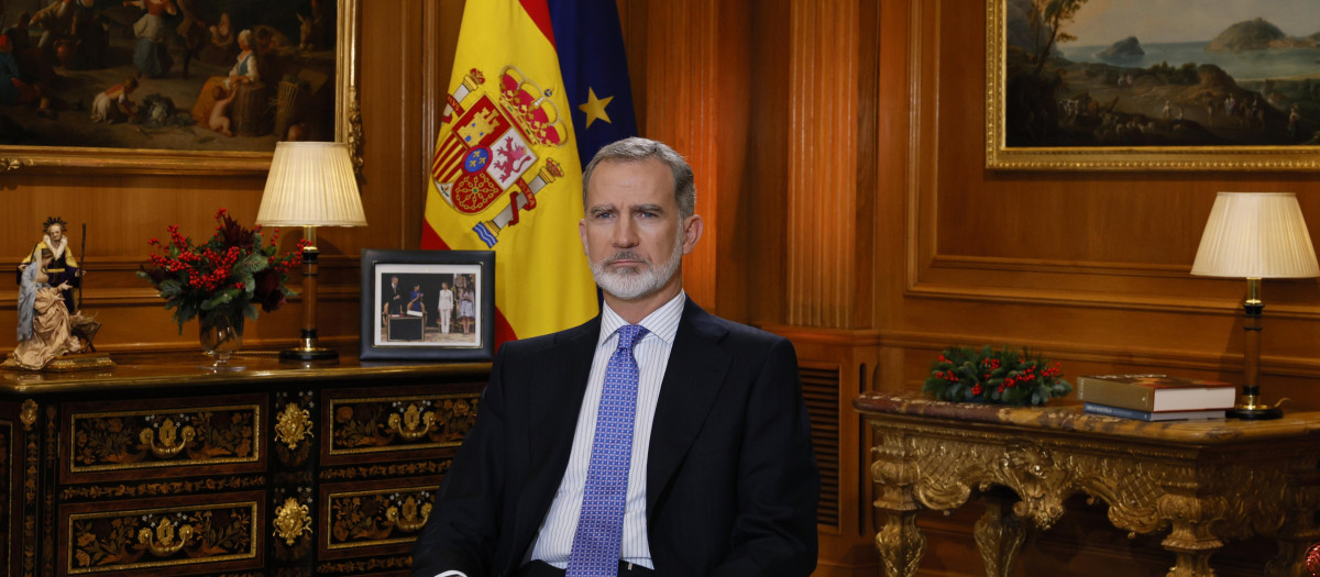 El rey Felipe VI en su tradicional mensaje de Navidad, el décimo de su reinado