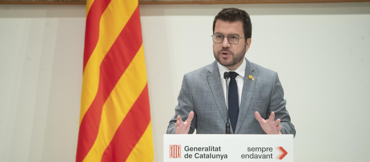 Pere Aragonès durante una intervención institucional