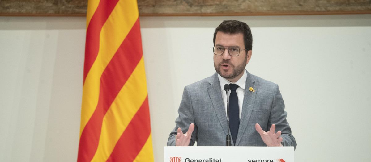Pere Aragonès durante una intervención institucional