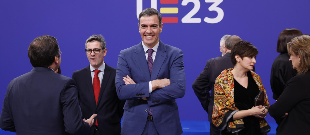 Pedro Sánchez, en un acto de la Presidencia española de la UE