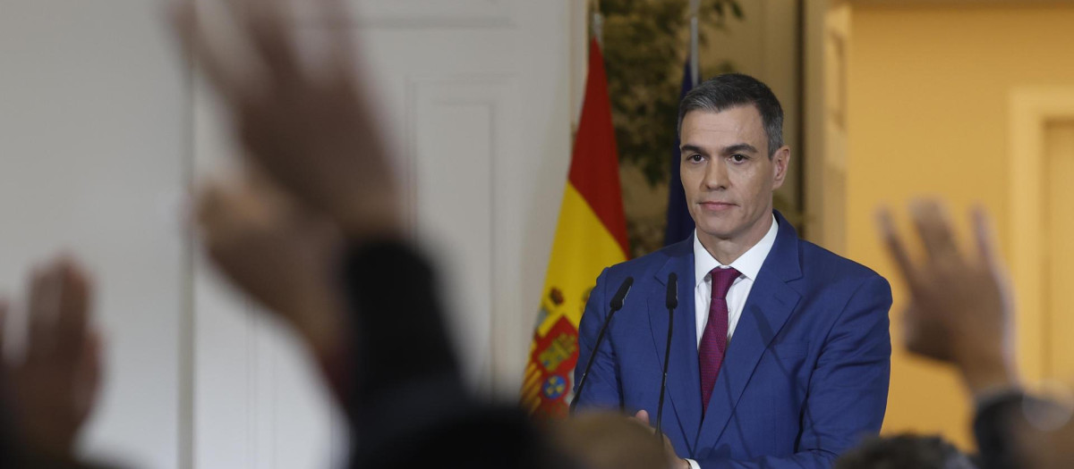 El presidente del gobierno, Pedro Sánchez, tras la reunión Consejo de Ministros.