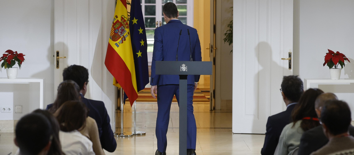 Pedro Sánchez, tras su comparecencia del pasado miércoles en la Moncloa