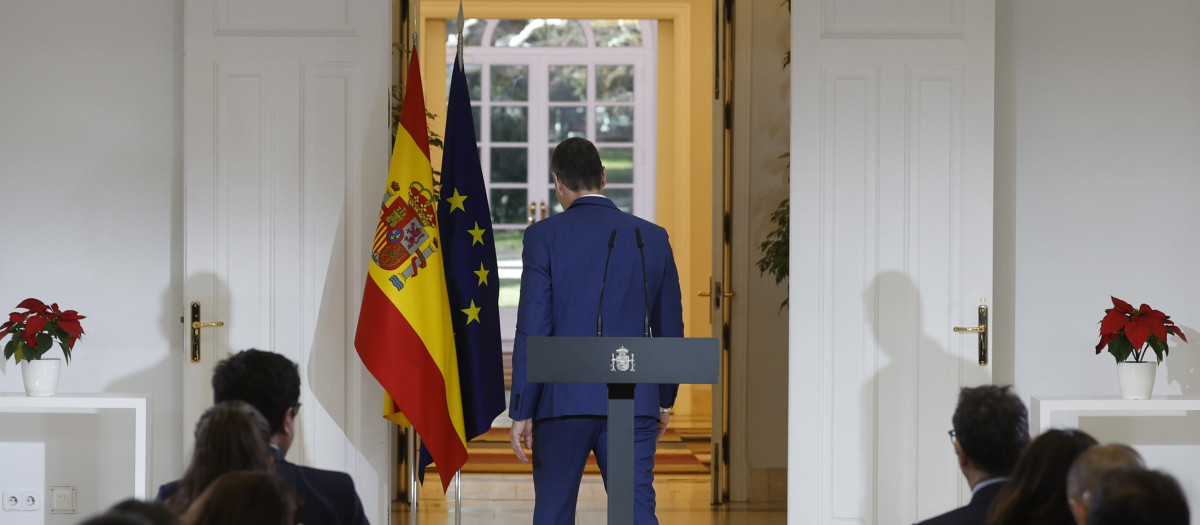 Pedro Sánchez, tras su comparecencia del pasado miércoles en la Moncloa