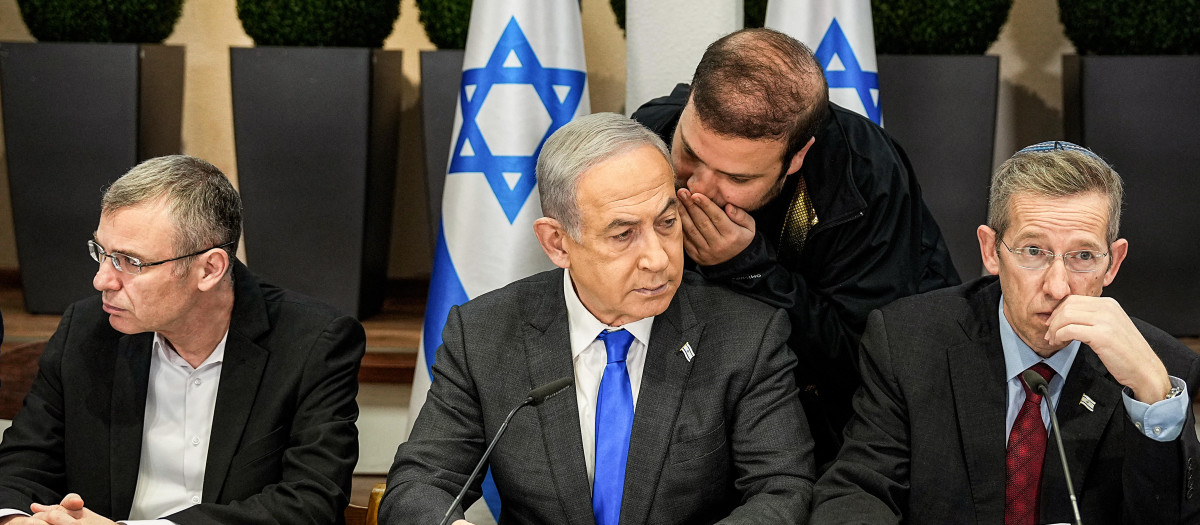 El primer ministro israelí Benjamín Netanyahu durante una reunión de su gabinete