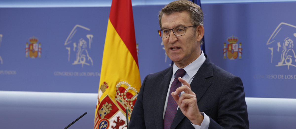 Alberto Núñez Feijóo durante una comparecencia ante la prensa