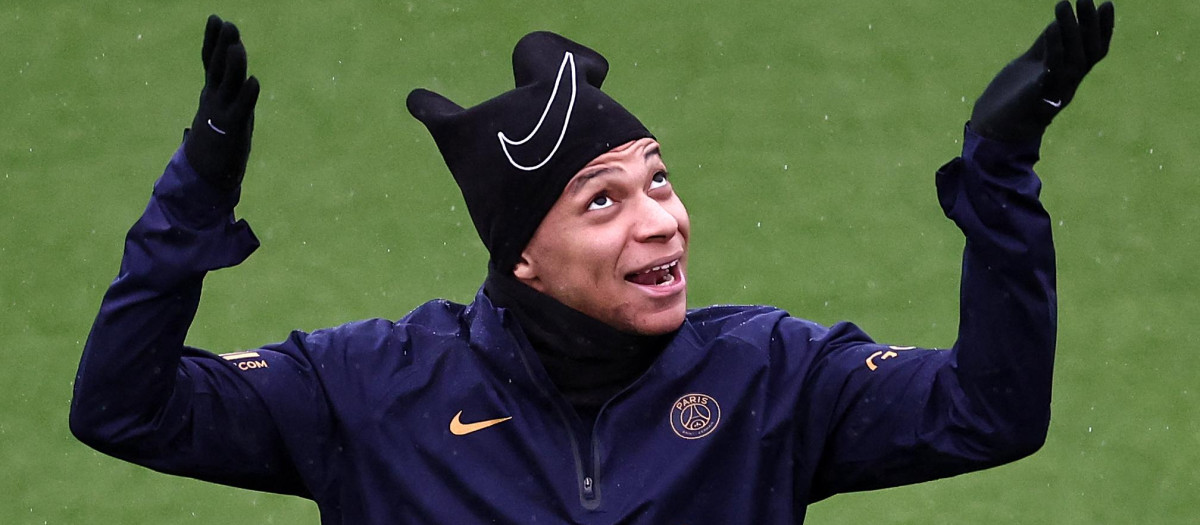 Kylian Mbappé, en un entrenamiento del PSG