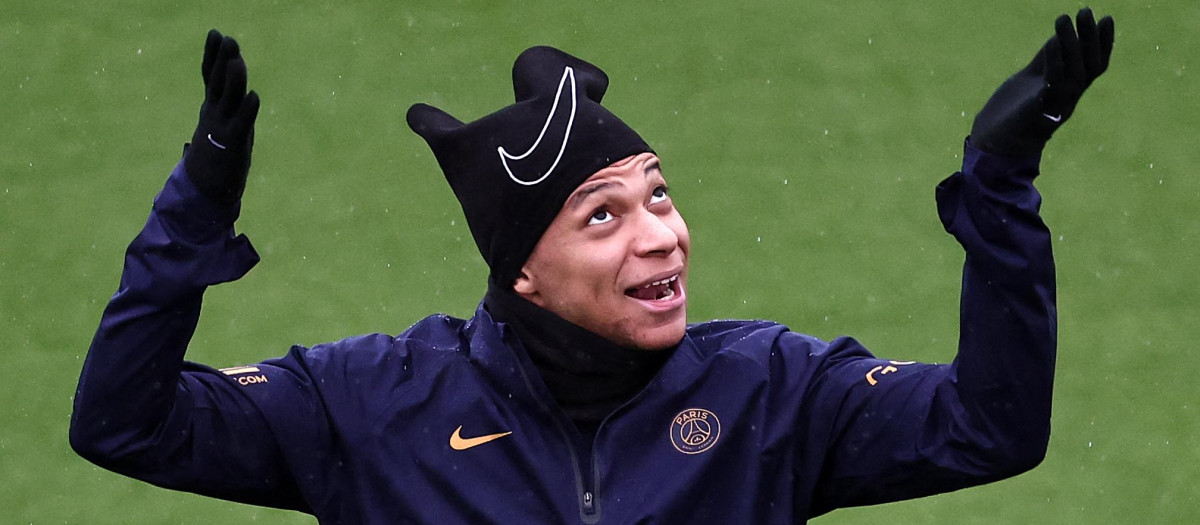 Kylian Mbappé, en un entrenamiento del PSG