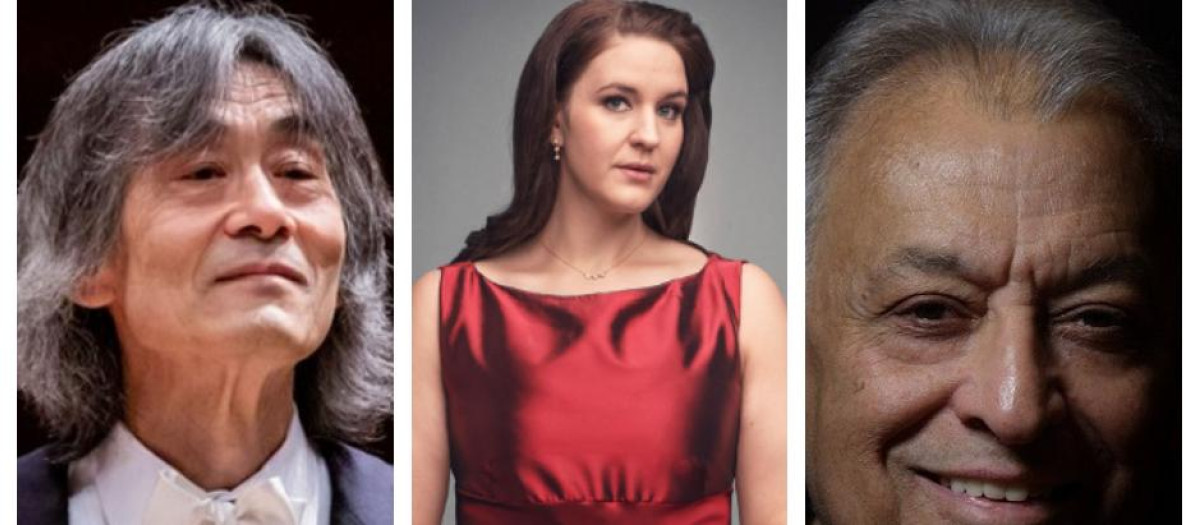 El director Kent Nagano, la soprano Lise Davidsen y el director Zubin Mehta