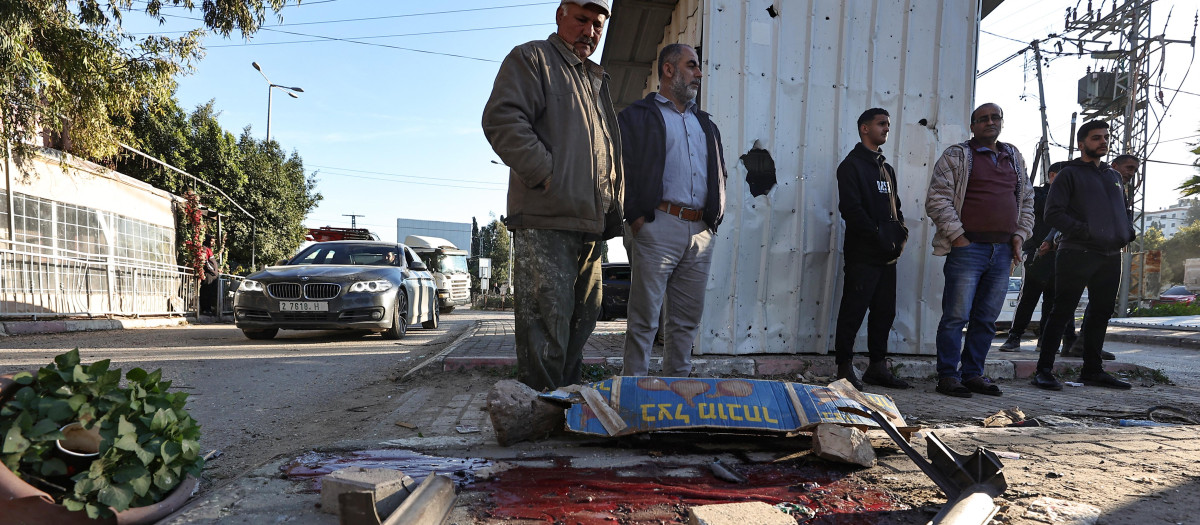Charco de sangre donde en Yenín, Cisjordania