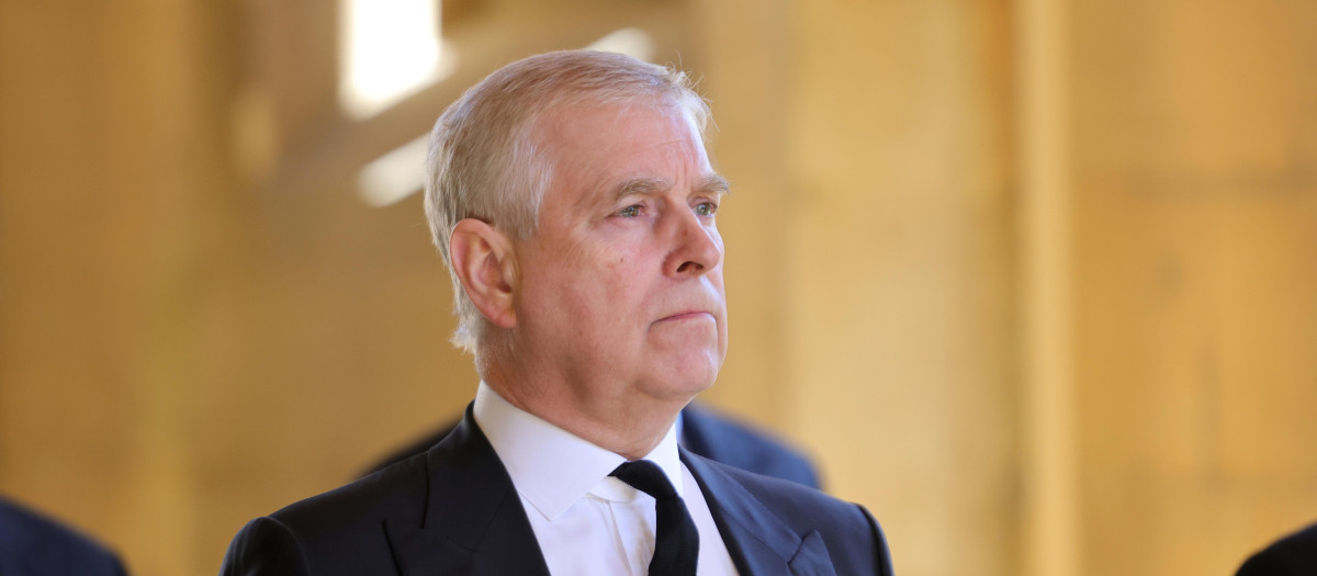 Prince Andrew The Duke of York during the funeral of the Duke of Edinburgh in Berkshire.