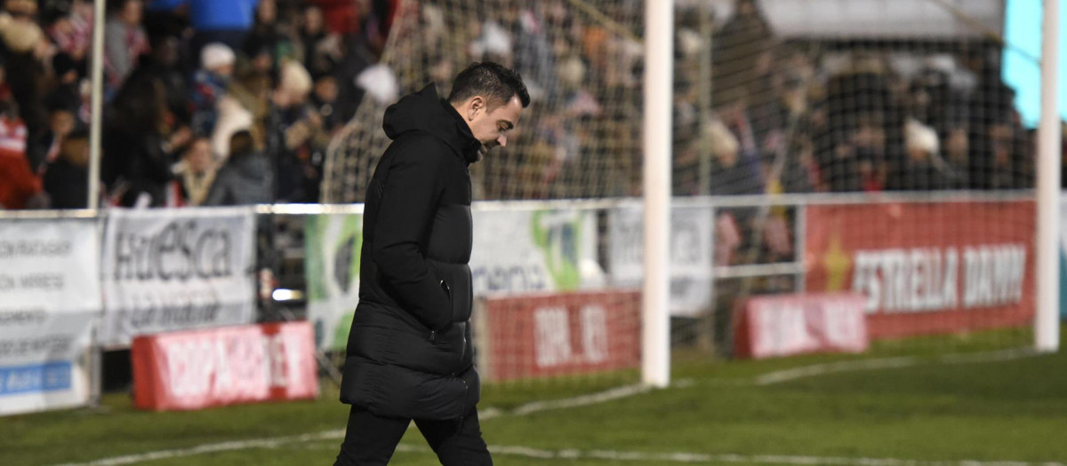 Xavi Hernández, en el partido que el Barça jugó el pasado domingo en Barbastro