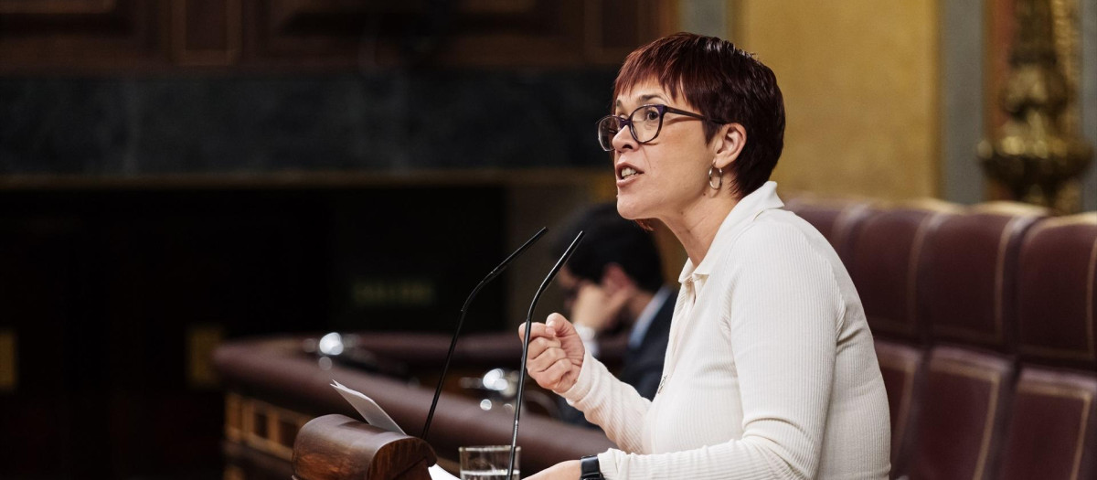 La diputada de Compromís Águeda Micó interviene durante una sesión plenaria, en el Congreso de los Diputados
