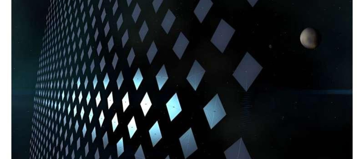 Concepto artístico de un enjambre de microsondas atravesando el espacio