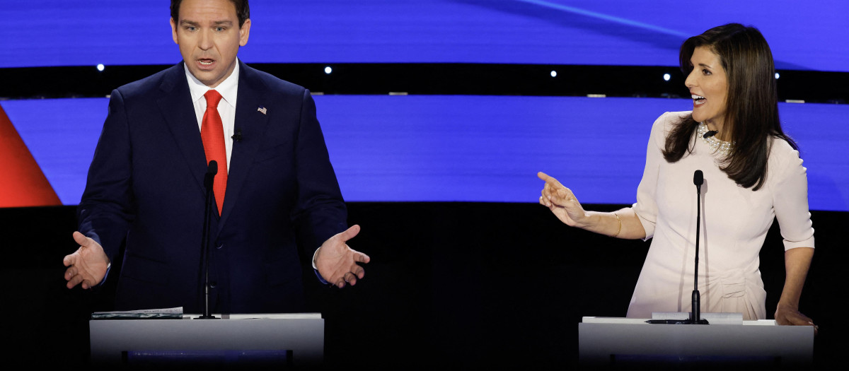 Los aspirantes a la nominación republicana Ron DeSantis y Nikki Haley