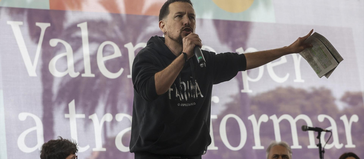 El exvicepresidente del Gobierno y exlíder de Podemos Pablo Iglesias en un acto de cierre de campaña