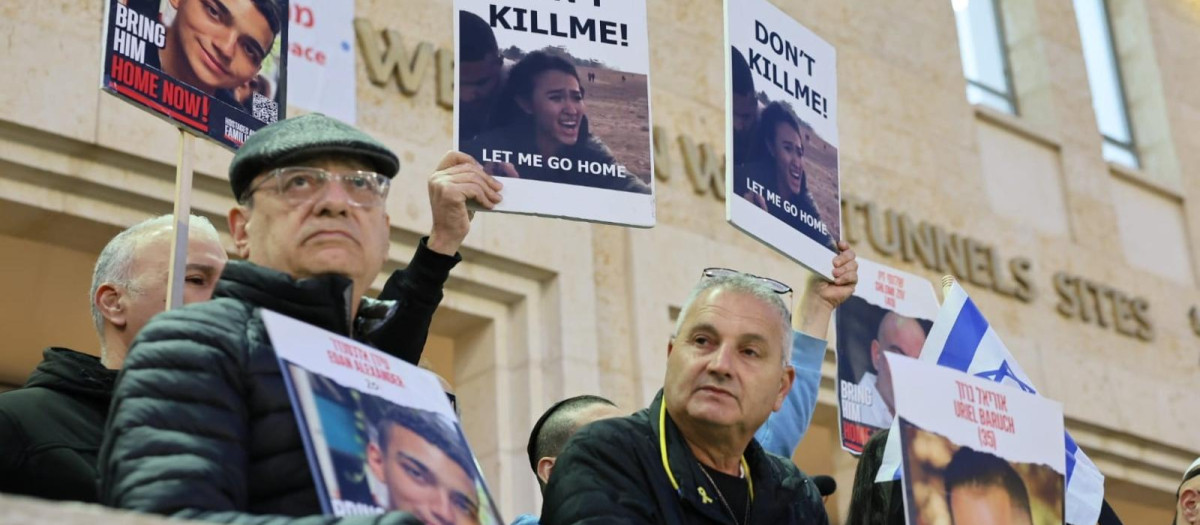 Manifestación en favor de la liberación de los rehenes en manos de Hamás