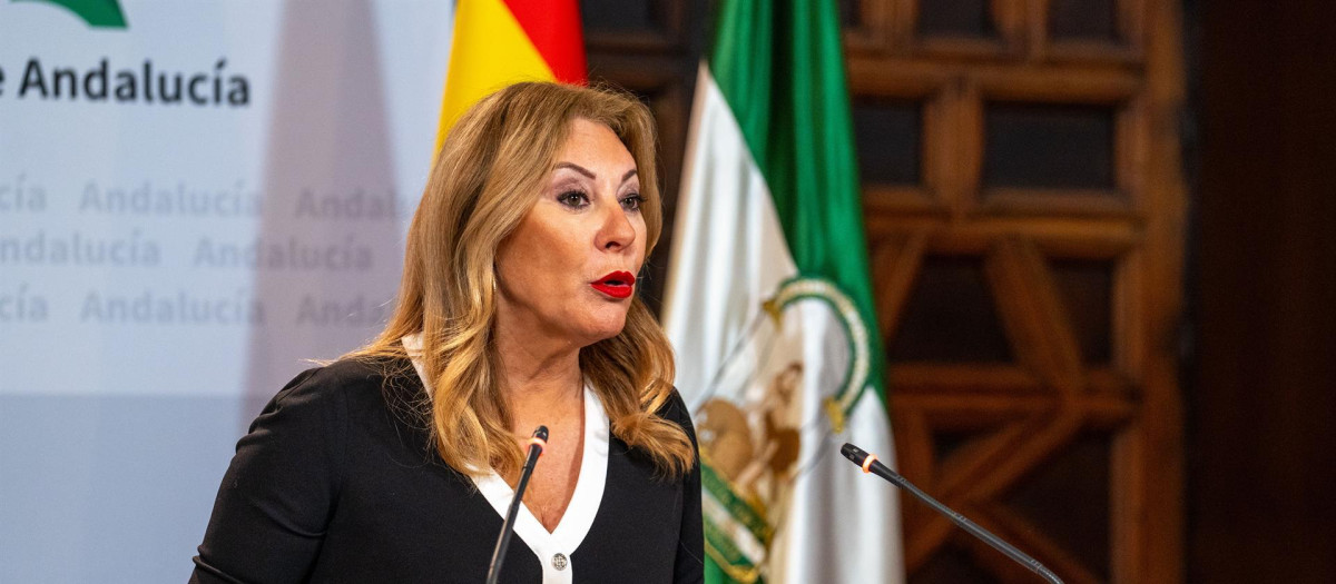 La consejera de Economía y Hacienda de Andalucía, Carolina España, este martes en rueda de prensa