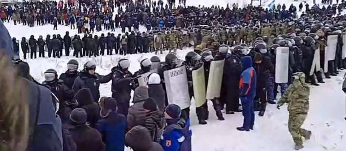 Captura de uno de los vídeos de la protesta