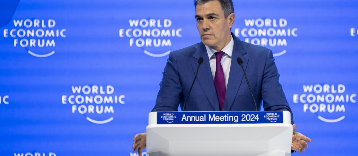 Sánchez, durante su intervención en Davos.