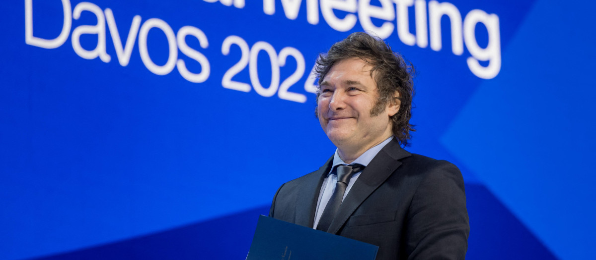 El presidente de Argentina Javier Milei durante su intervención en el Foro Económico Mundial