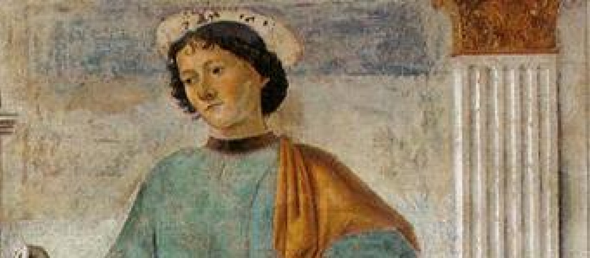 San Julián el Hospitalario, en un fresco de Domenico Ghirlandaio