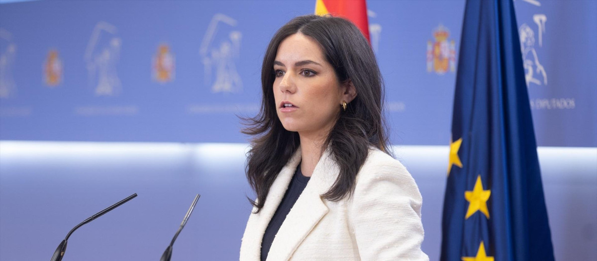 La portavoz de VOX en el Congreso, Pepa Millán, durante una rueda de prensa