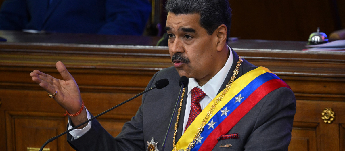 El presidente Nicolas Maduro en la Asamblea Nacional de Caracas