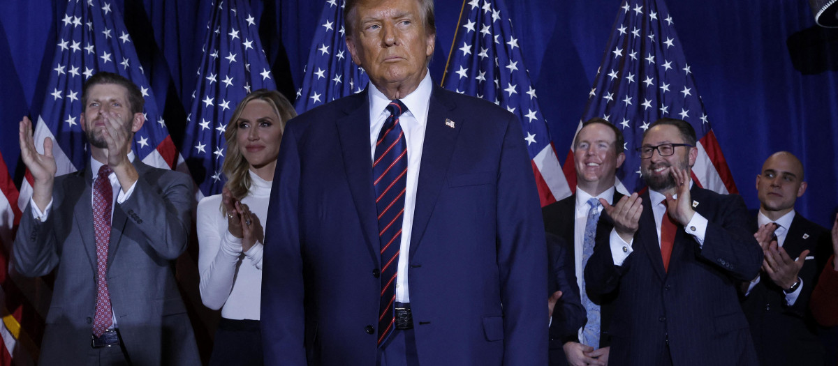 Donald Trump durante la noche electoral de New Hampshire