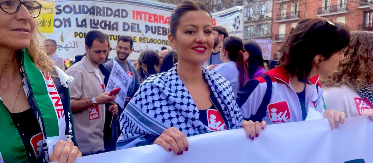 Sira Riego en la marcha propalestina