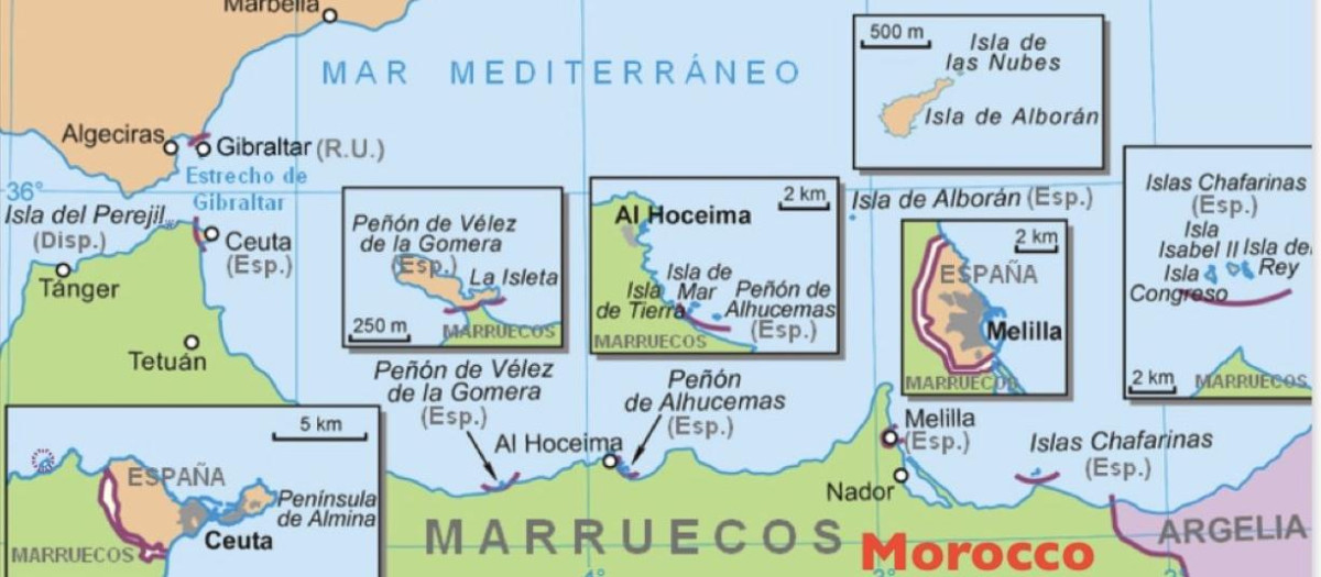 Mapa difundido por el hijo de Netanyahu con las ciudades, islas y peñones españoles en el norte de África
