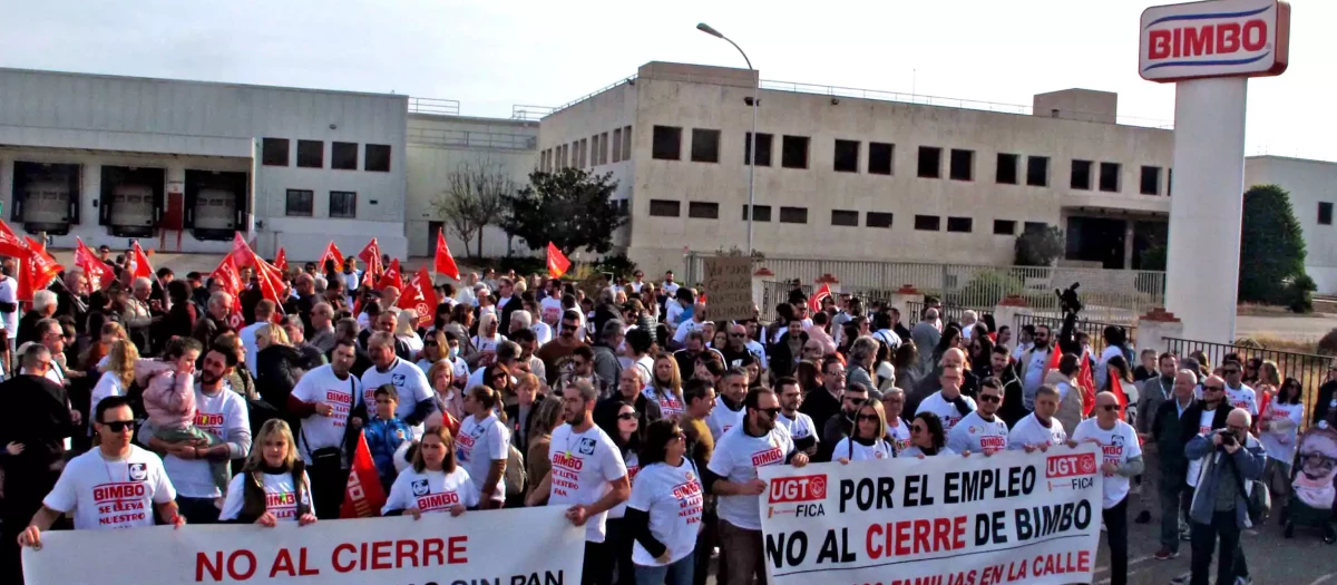 Manifestación del sábado en la fábrica de Bimbo en Vergel (Alicante)