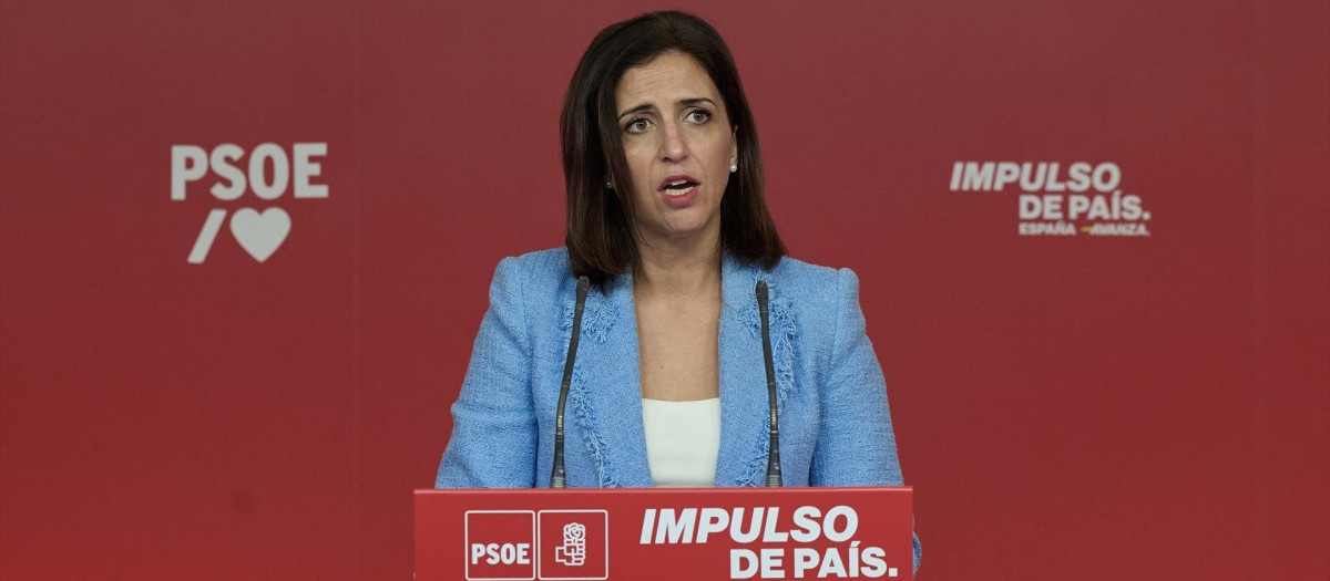 La nueva Portavoz del PSOE, Esther Peña, durante una rueda de prensa