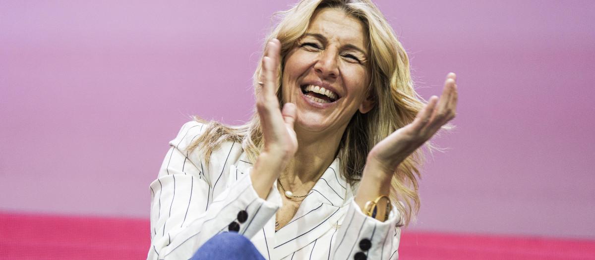 Minister Yolanda Diaz during the opening ceremony of Sumar's political year. January 14 2024