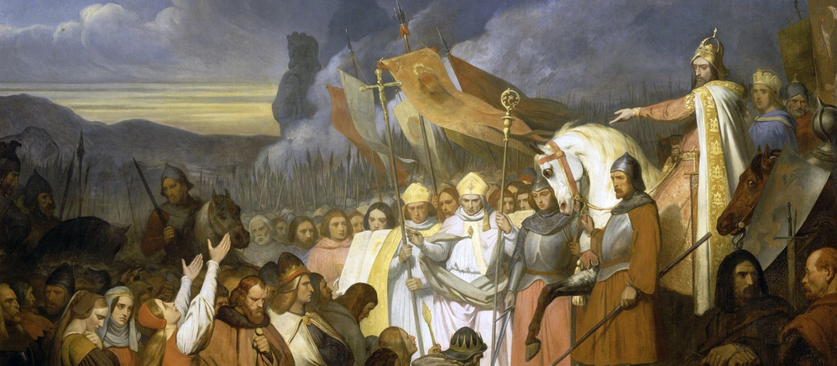Carlomagno recibiendo la sumisión de Widukind en Paderborn en 785, pintado hacia 1840