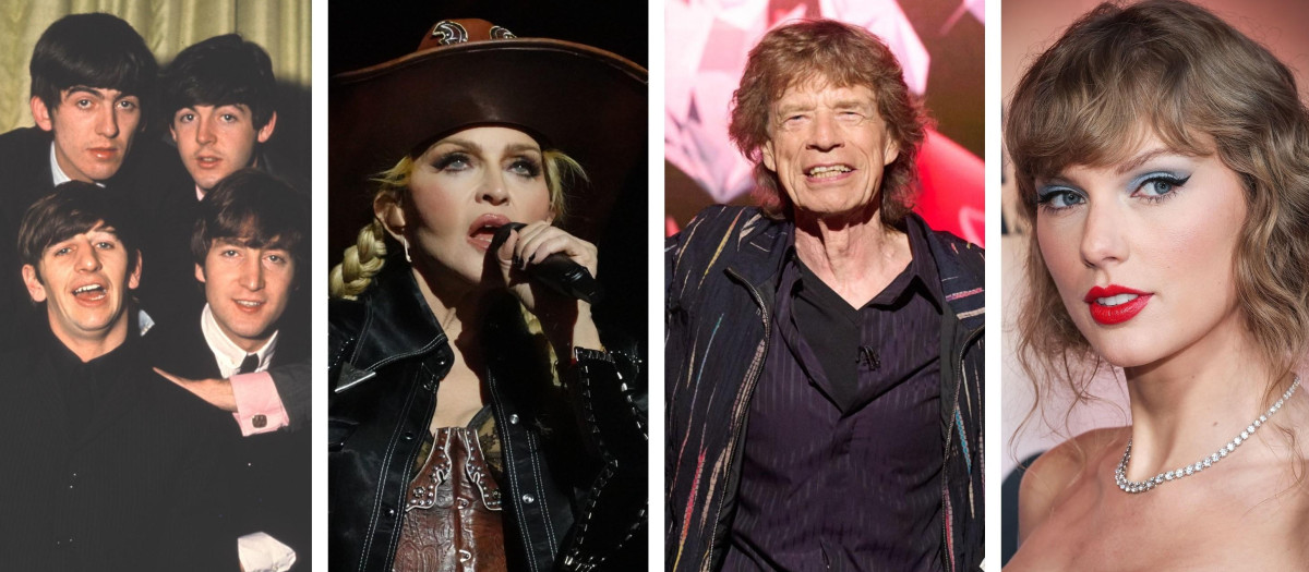 Los Beatles, Madonna, Mick Jagger de Los Rolling Stones y Taylor Swift