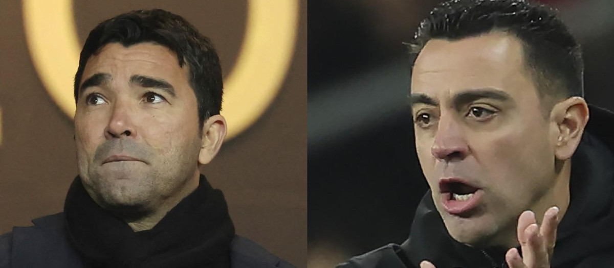 Deco (izqda.) y Xavi Hernández (dcha).