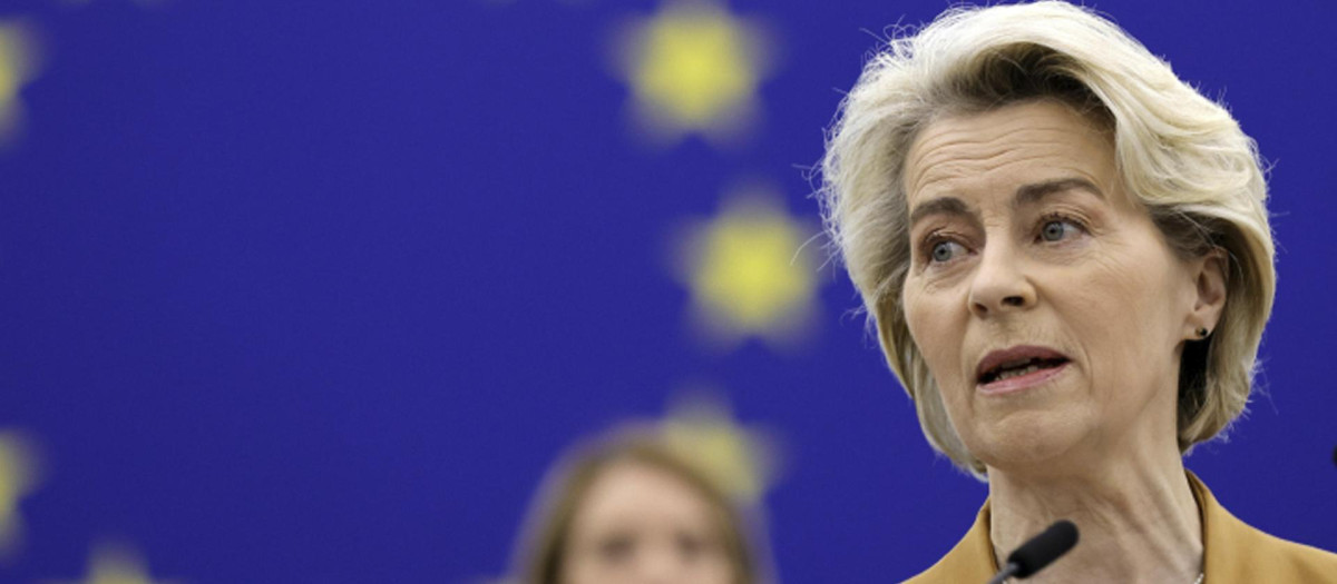 Ursula von der Leyen, durante la sesión del Parlamento Europeo en Estrasburgo
