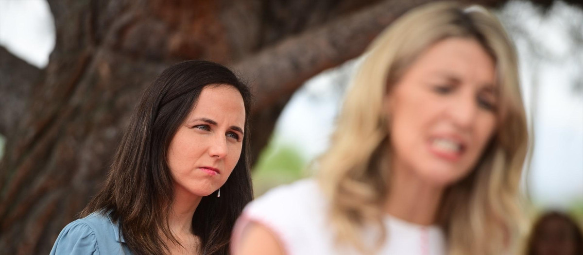 La secretaria general de Podemos y ministra de Derechos Sociales, Ione Belarra, durante un acto público de Sumar, a 17 de julio de 2023, en Pamplona, Navarra (España). Yolanda Díaz y Belarra comparten acto por primera vez acto de campaña para el 23J, tras el choque por la no inclusión en las listas electorales de la ministra de Igualdad, Irene Montero. Hasta la fecha la presencia de Belarra se ha limitado a dos actos electorales para arropar a los cabezas de lista en Murcia y Las Palmas, que corresponden a Podemos al igual que el caso de Navarra, donde la número uno de la candidatura por esta circunscripción es la eurodiputada Idoia Villanueva.
17 JULIO 2023;NAVARRA;PAMPLONA
Iván Delgado / Europa Press
(Foto de ARCHIVO)
17/7/2023