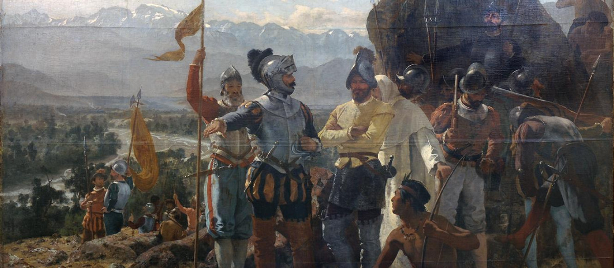 La fundación de Santiago, óleo de Pedro Lira (1888)