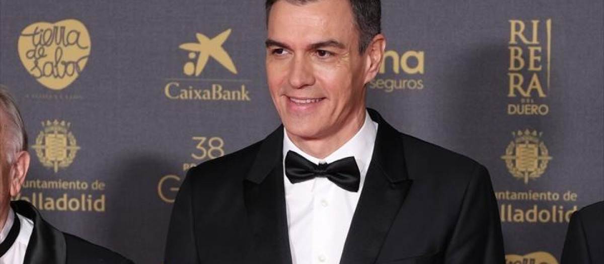 El presidente del Gobierno, Pedro Sánchez, posa en la alfombra rosa previa a la gala de la 38 edición de los Premios Goya