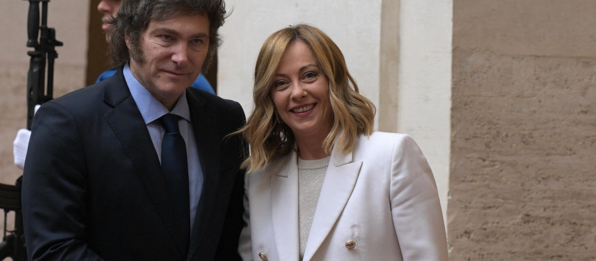 Meloni recibió en Roma a Milei con todos los honores