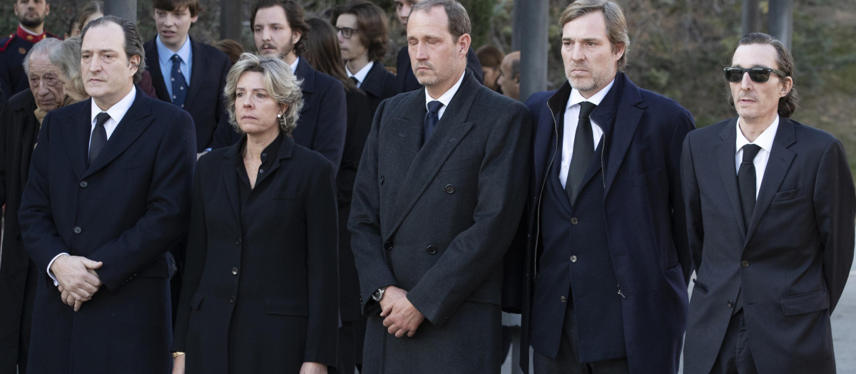 Juan , Simoneta, Bruno, Beltran and Fernando Gomez Acebo during the funeral of the Infant Pilar de Borbon in Madrid on Thursday 09 January 2020.