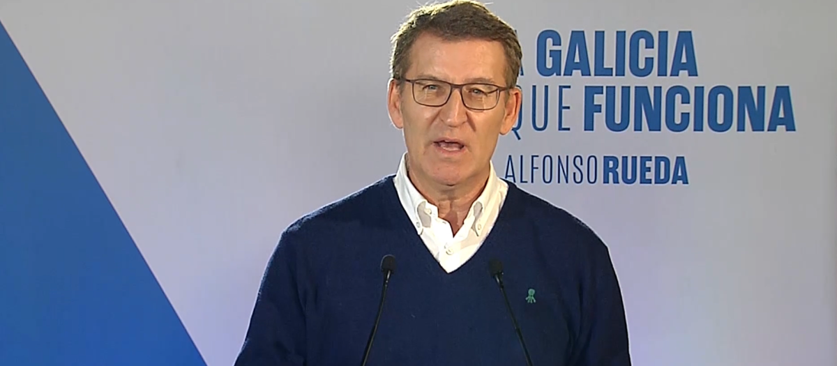 El presidente del PP, Alberto Núñez Feijóo, en un mitin en la provincia de La Coruña