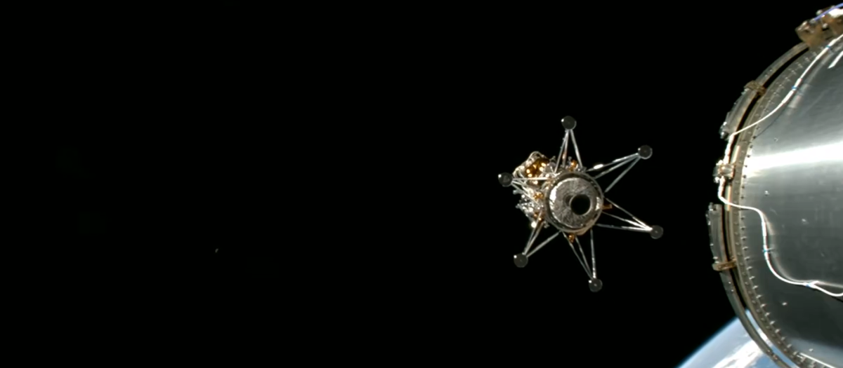 Despliegue del módulo de la misión IM-1 tras llegar al espacio