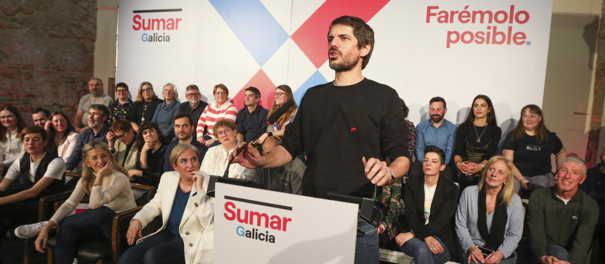 El ministro de Cultura, Ernest Urtasun, durante un mitin de Sumar en Santiago de Compostela