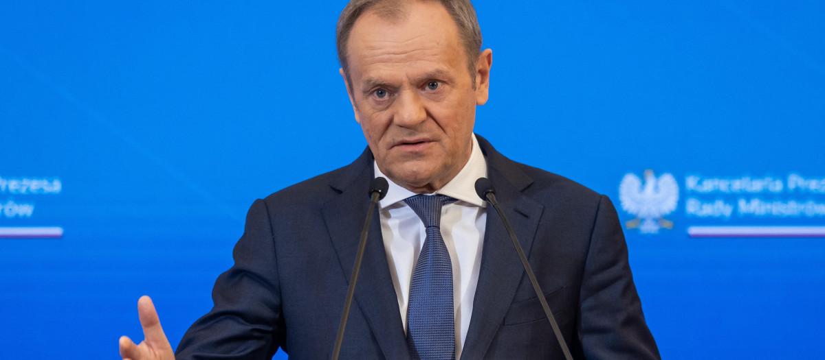 El primer ministro polaco, Donald Tusk, durante una conferencia de prensa